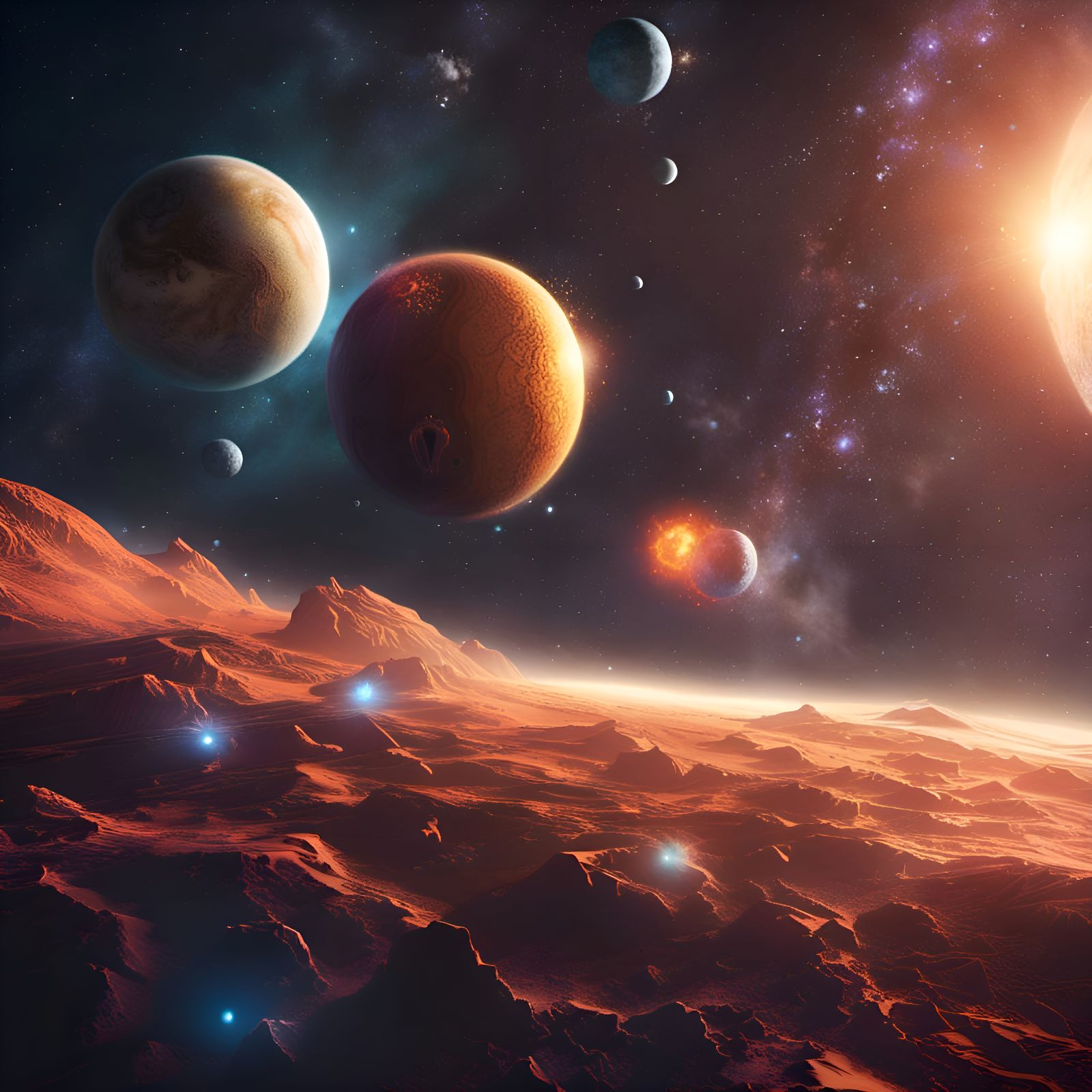 The Solar System in Universe as Matte Painting