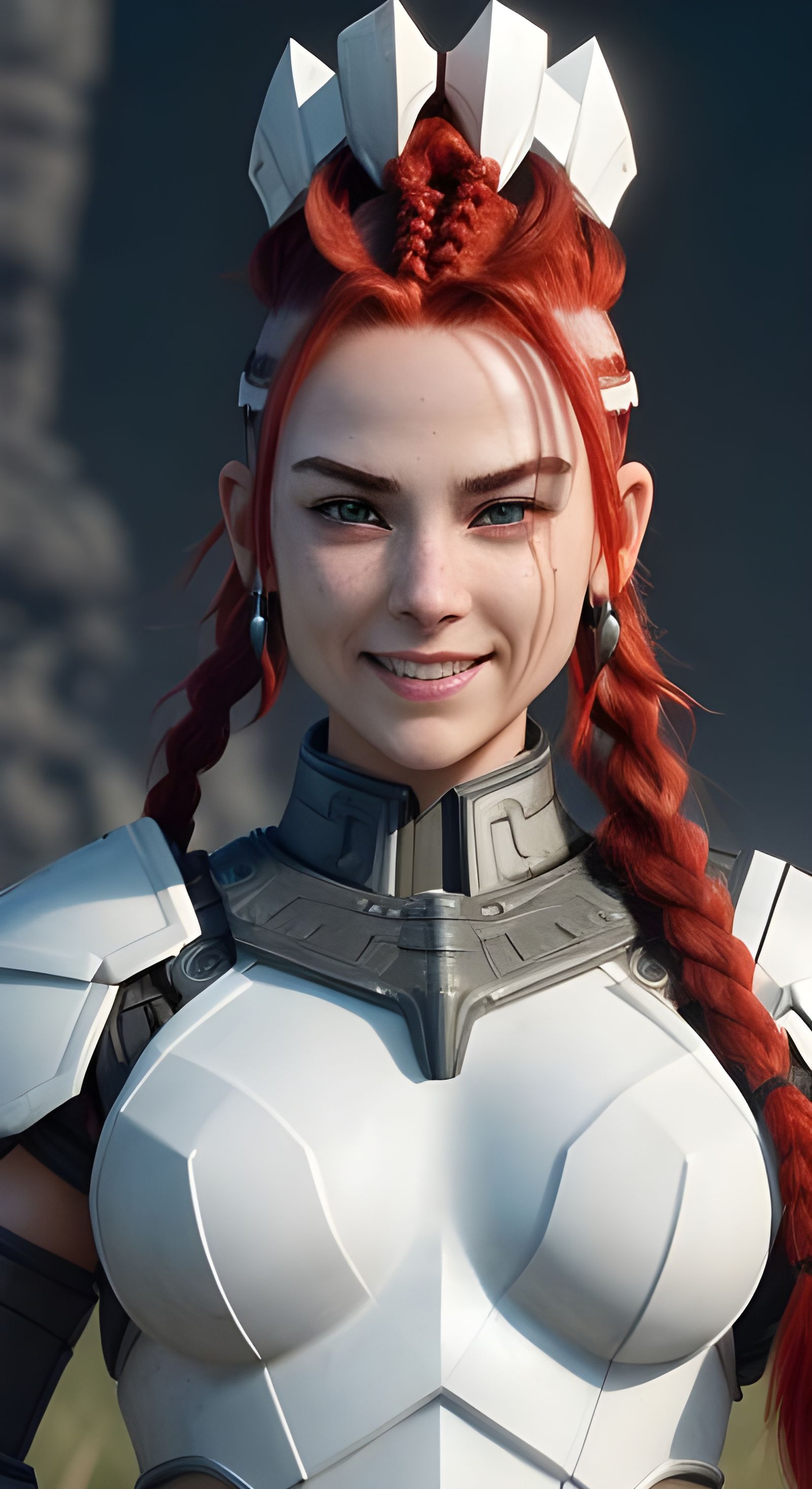 Futuristic Female Warrior in Sci-Fi Armor