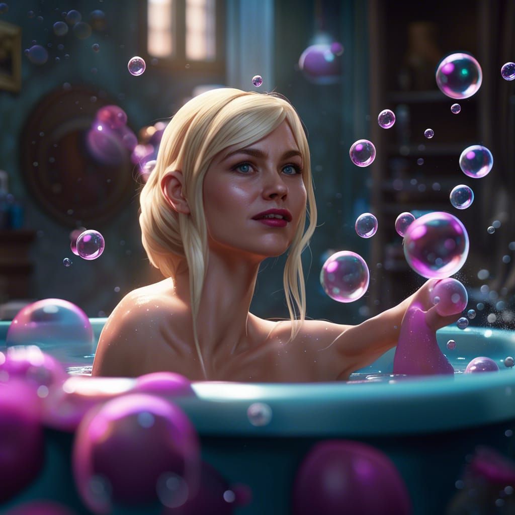 Gwen Stacy in Bubble Bath: Detailed Matte Painting