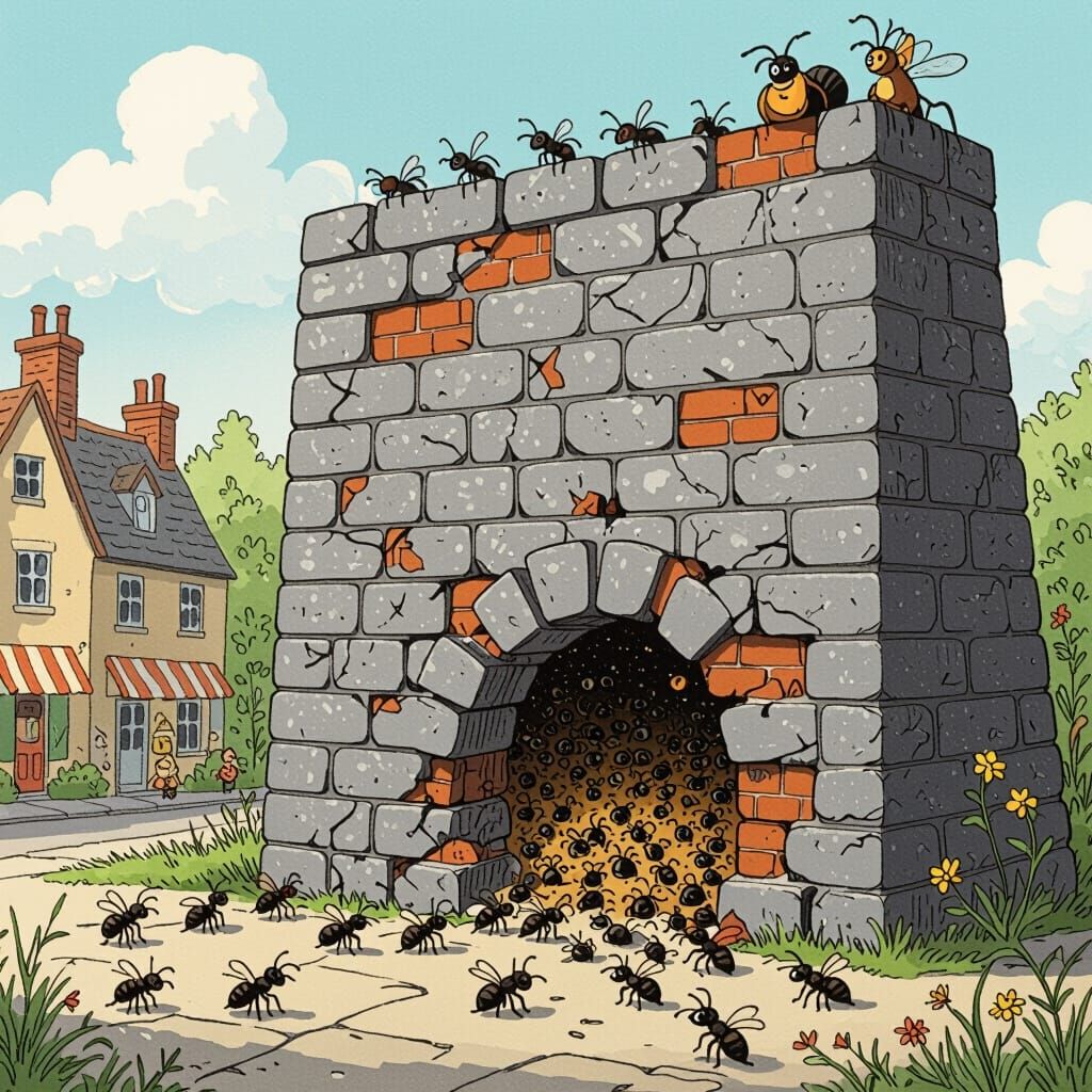 Whimsical Wall Blocks Anthill, Illustrated Style