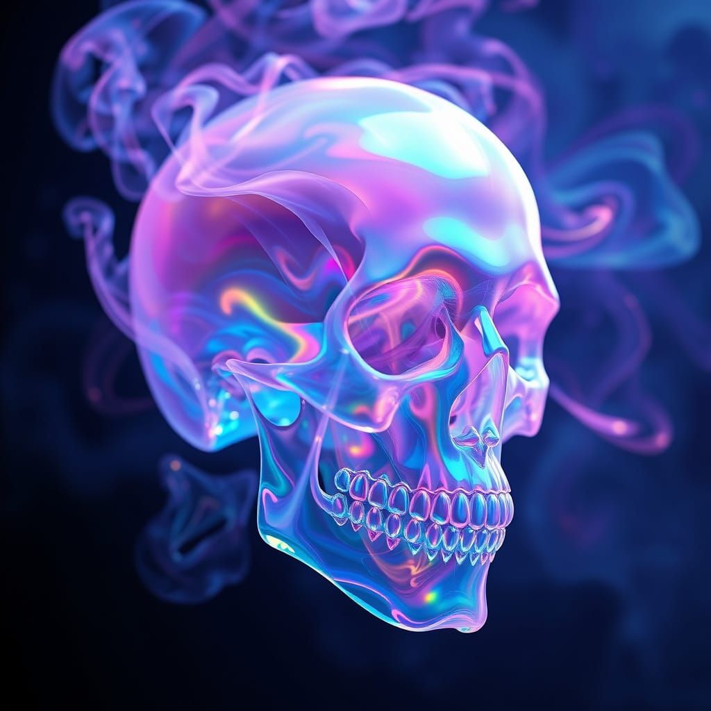 Ethereal Smoke Skull in 8K Anime Style