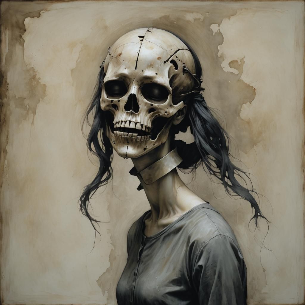 Girl with Death Mask Inspired by Eric Lacombe