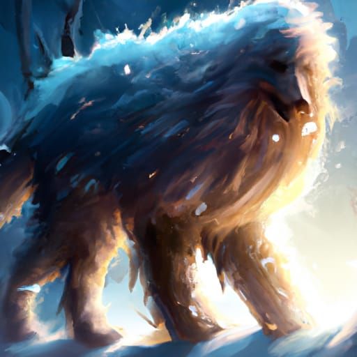 Fluffy Animal in Winter Wonderland Digital Painting