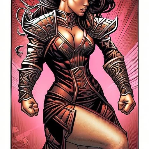Powerful Woman in Comic Book Style Art