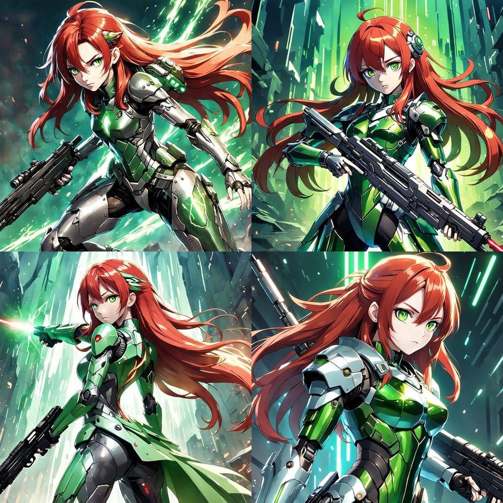 Cyberpunk Warrior Gynoid in Gunmetal Armor