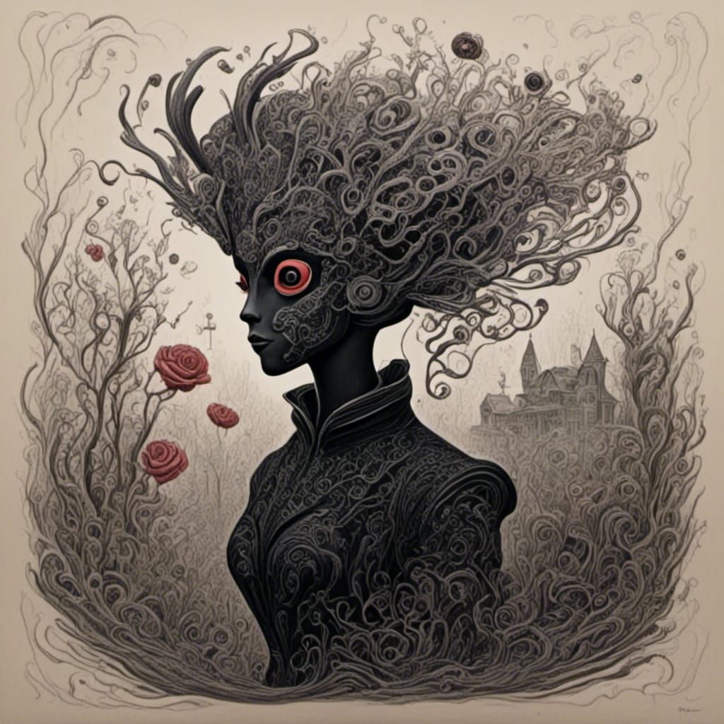 Plague Doctor Mask in Misty Rose Garden