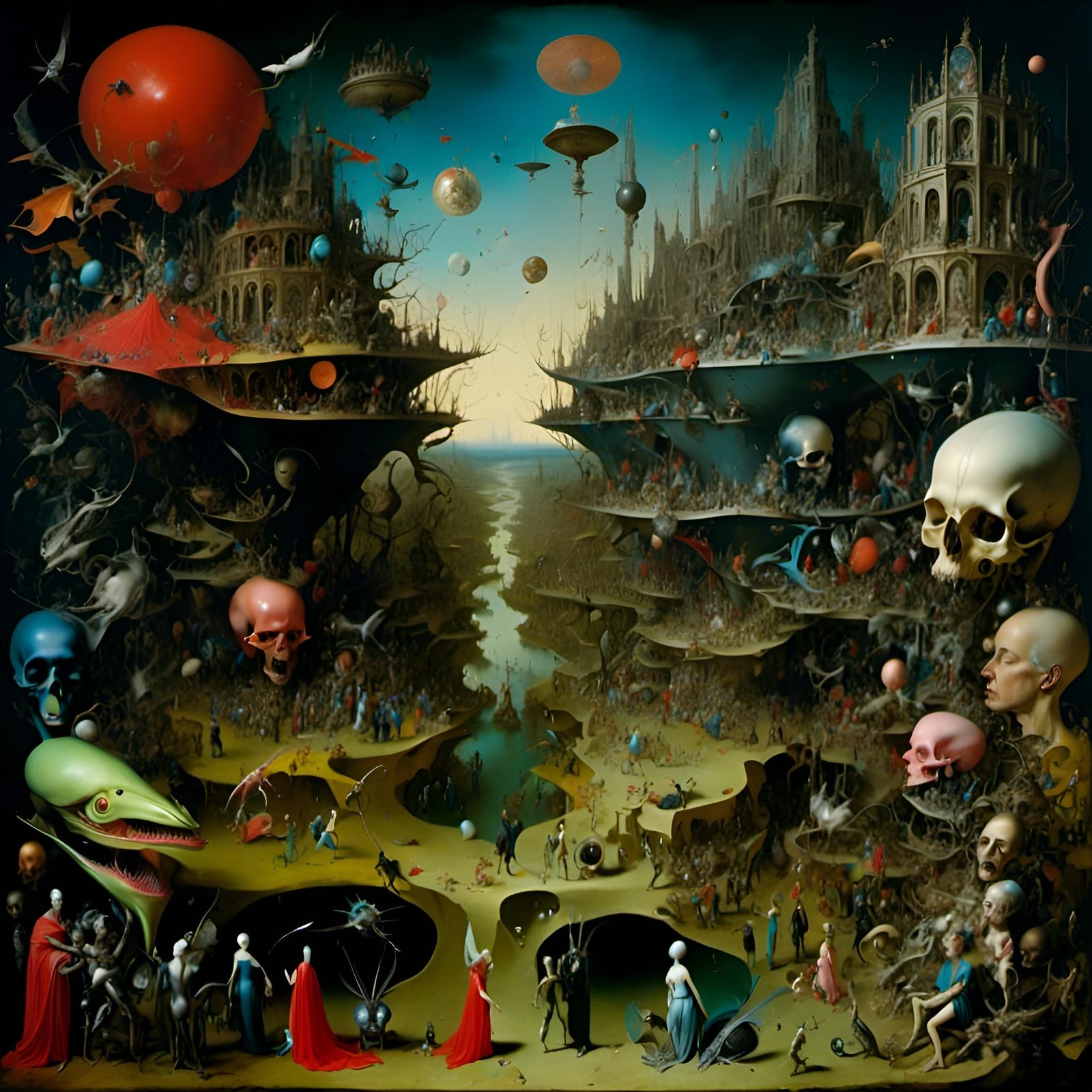 Surreal Ministry of Broken Promises in Oil Paint