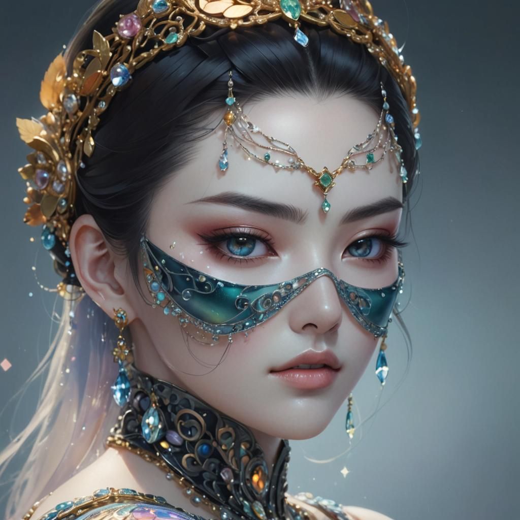 Anime Portrait of Girl with Gemstone Jewelry