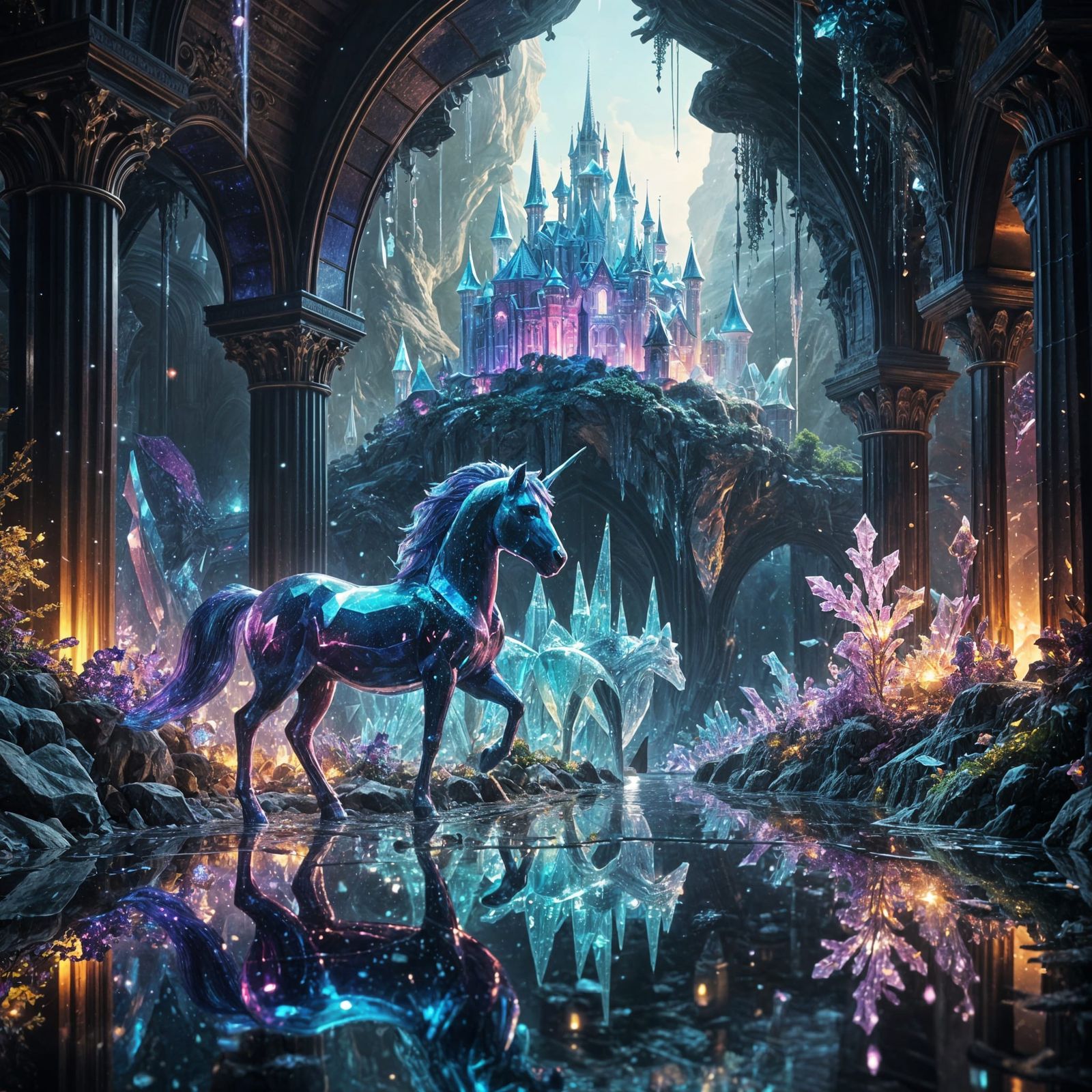 Crystal Kingdom Scene in Sparkling Translucent Colors