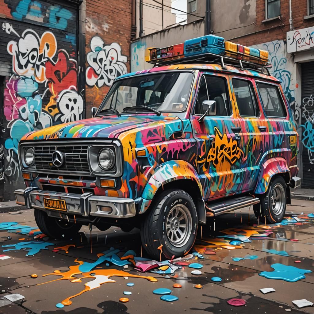 SUV in Graffiti Splash Art Style