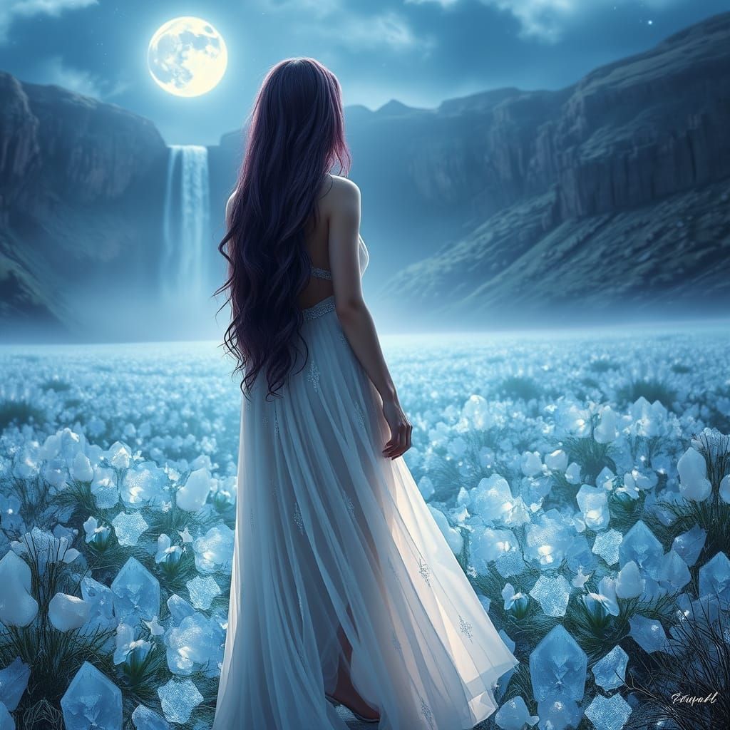 Ethereal Woman in Crystal Field