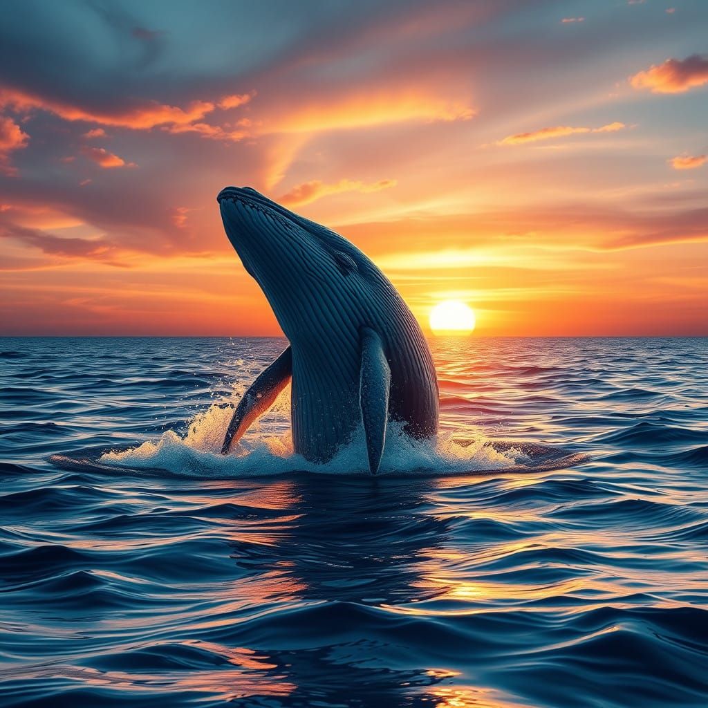 Majestic Whale in Dramatic Sunset Scene