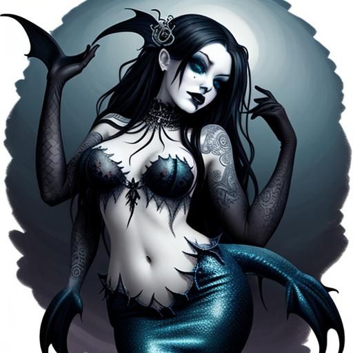 Gothic Mermaid in Dark Fantasy Style