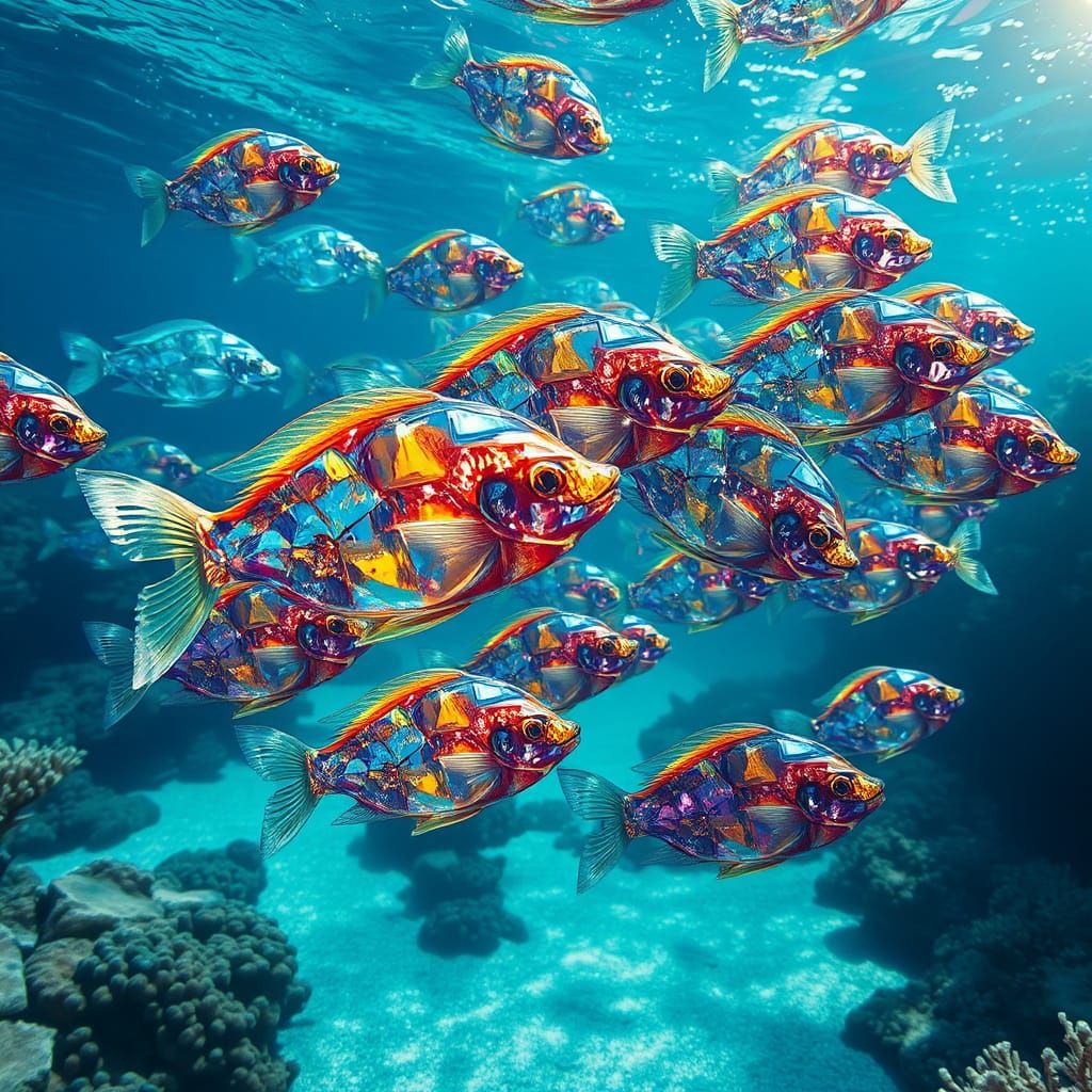 Gemstone Fish Swim Through Coral Reef