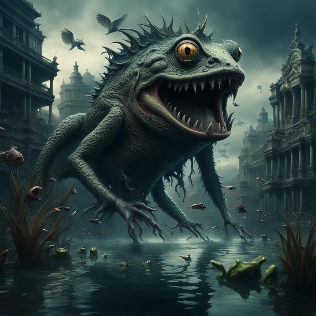 Swamp Monster Emerges in Cinematic Digital Painting