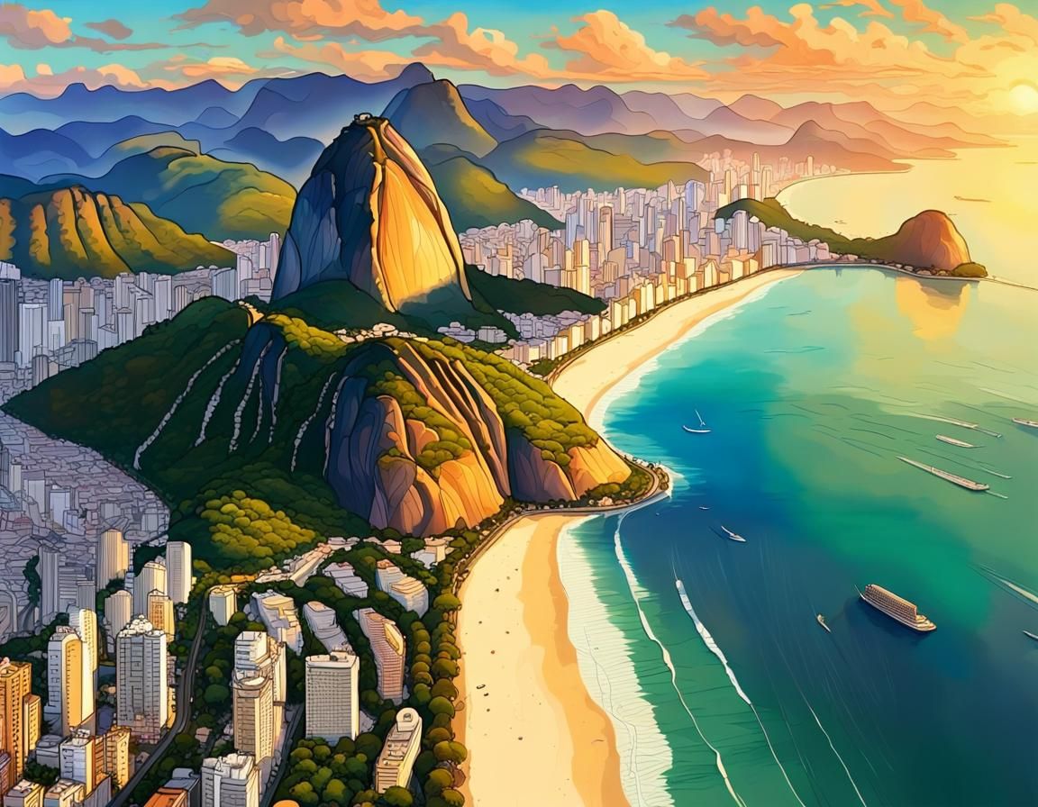 Spectacular Rio de Janeiro Beach Sunset Panorama