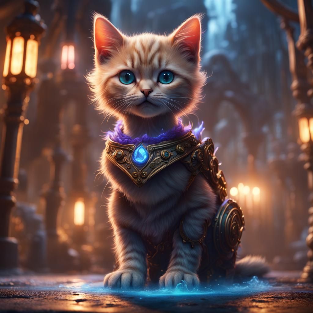 Enchanting Magic Kitten in Detailed Digital Painting