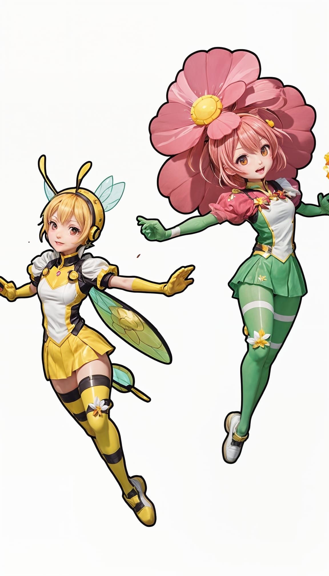 Heroic Magical Girl Duo in Anime Style