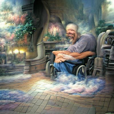 Ethereal Old Man Smiles and Scratches Toes