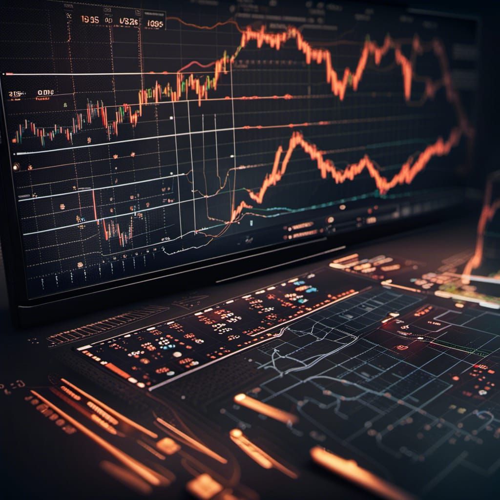Intricate Dark Themed Stock Trading Chart