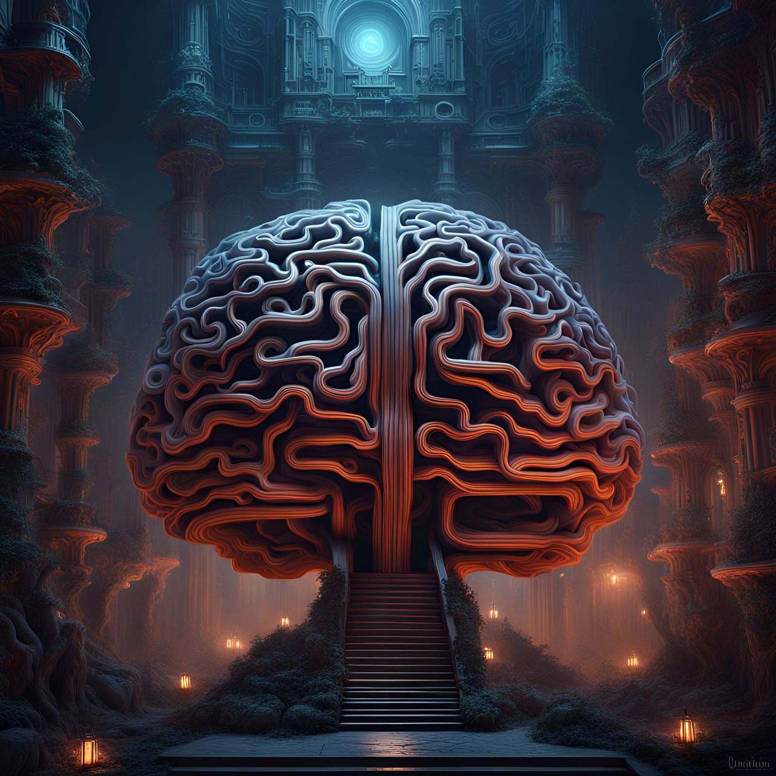 Intricate Brain Maze Illustrates a Thought Process