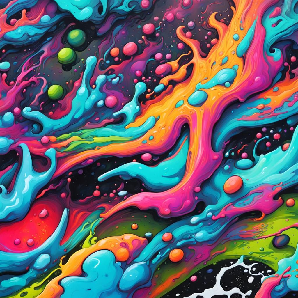 Neon Ocean Graffiti Art with Splash Effects