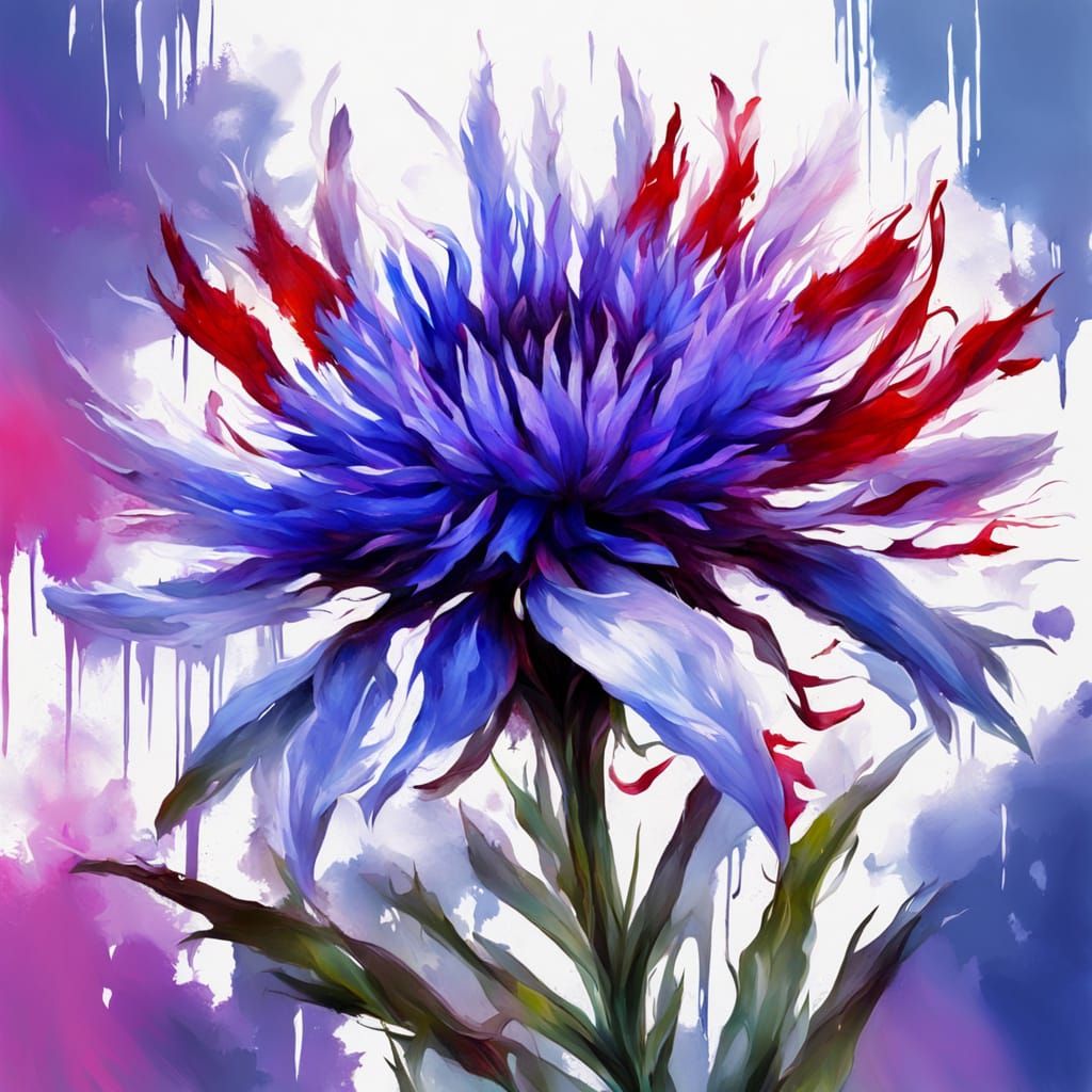 Vibrant Crimson Floral Bloom in Matte Oil Painting Style