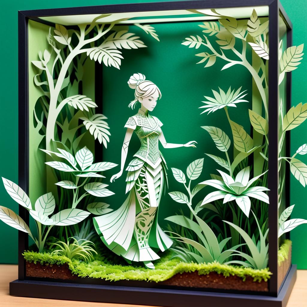 Close-up of a detailed kirigami paper figure, that's results...