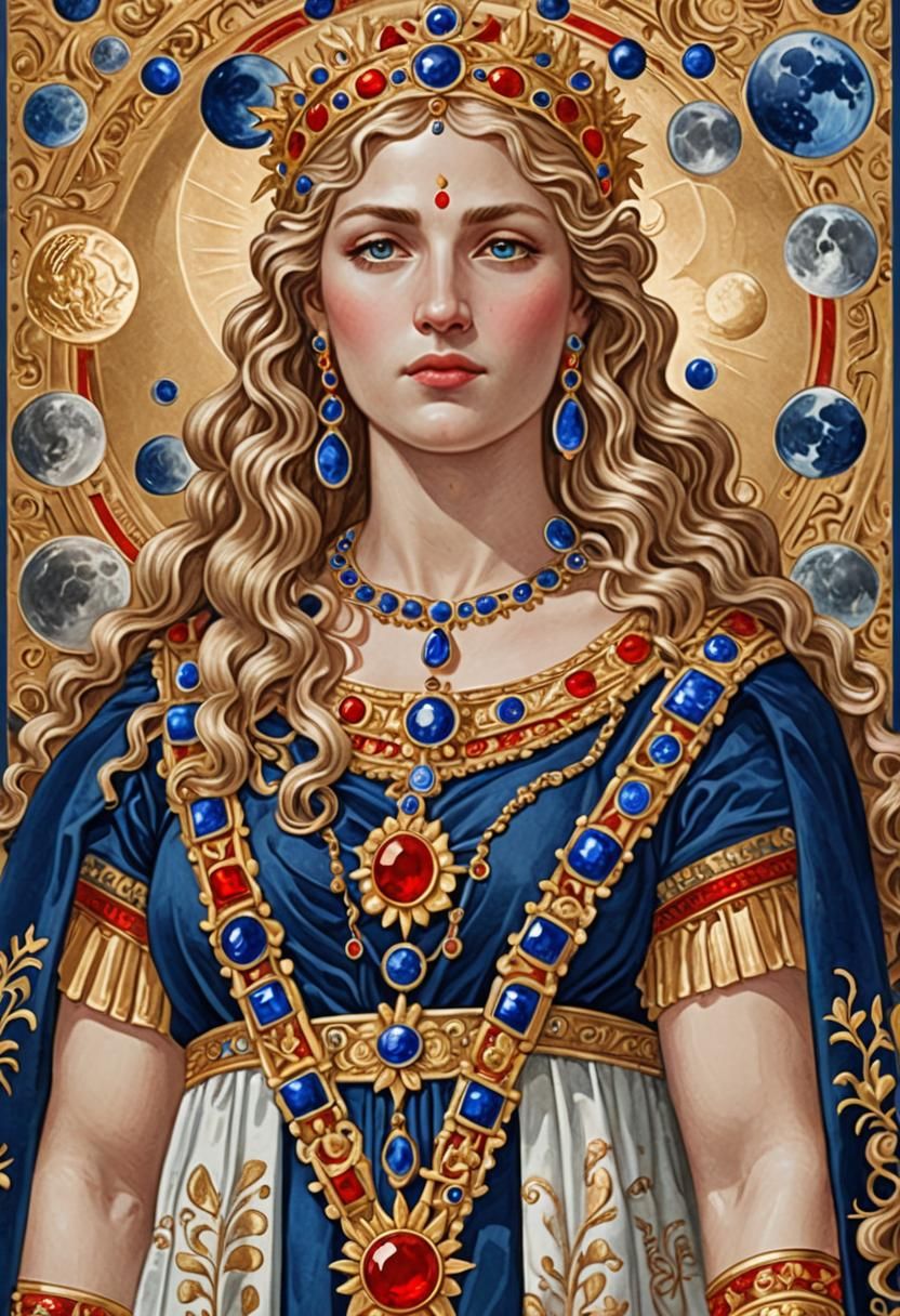 Luxurious Greco-Roman Woman with Sapphire Jewelries