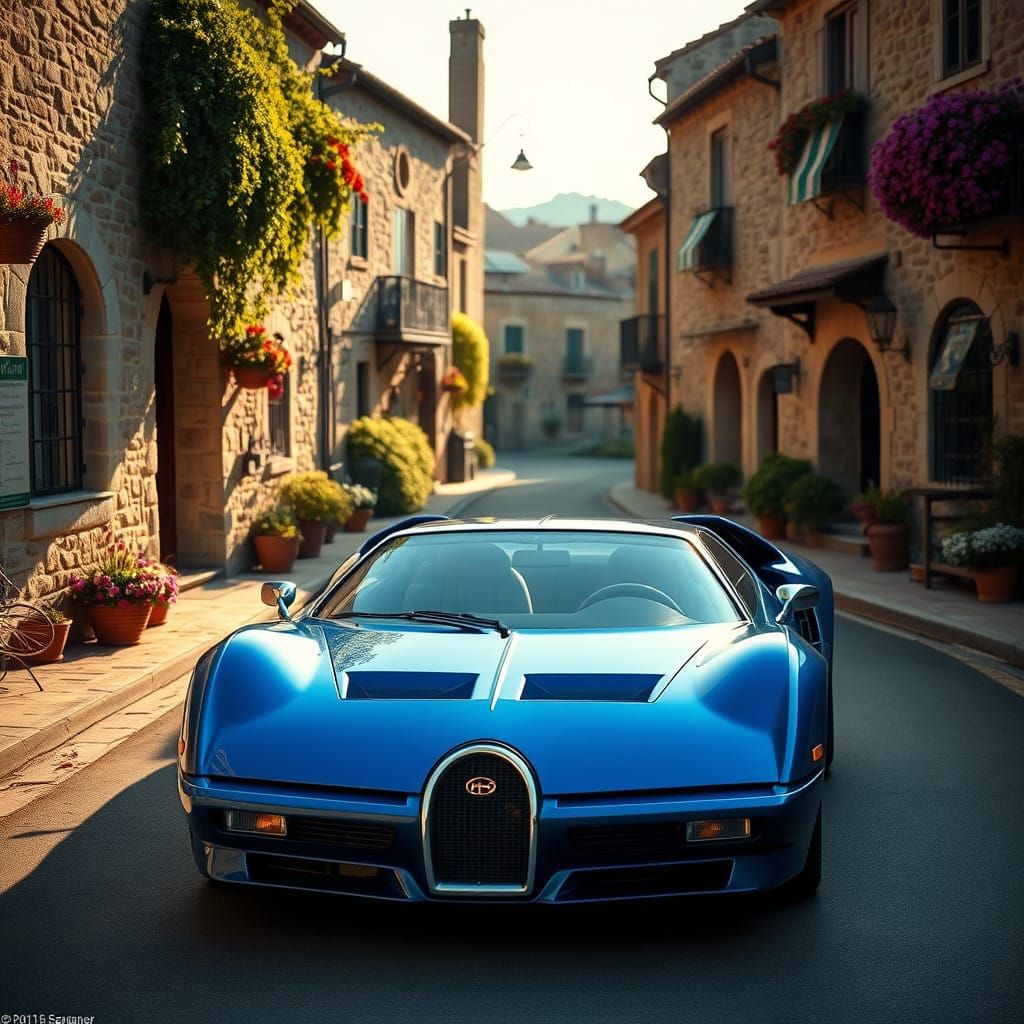 Sleek Blue 1974 Bugatti Toronado Cruises Flower Street Villa...