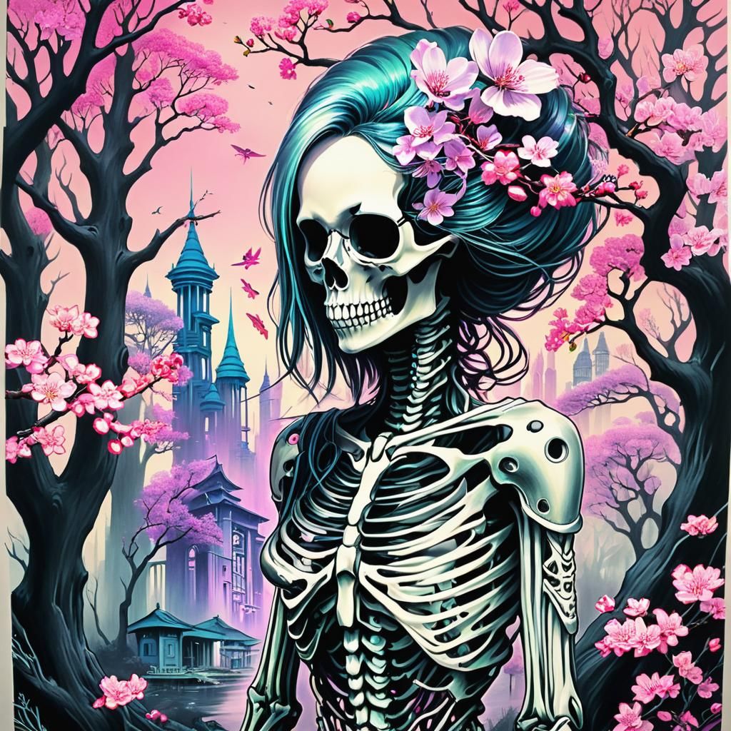 Mermaidpunk Arcology Forest in Pencil Drawing Style