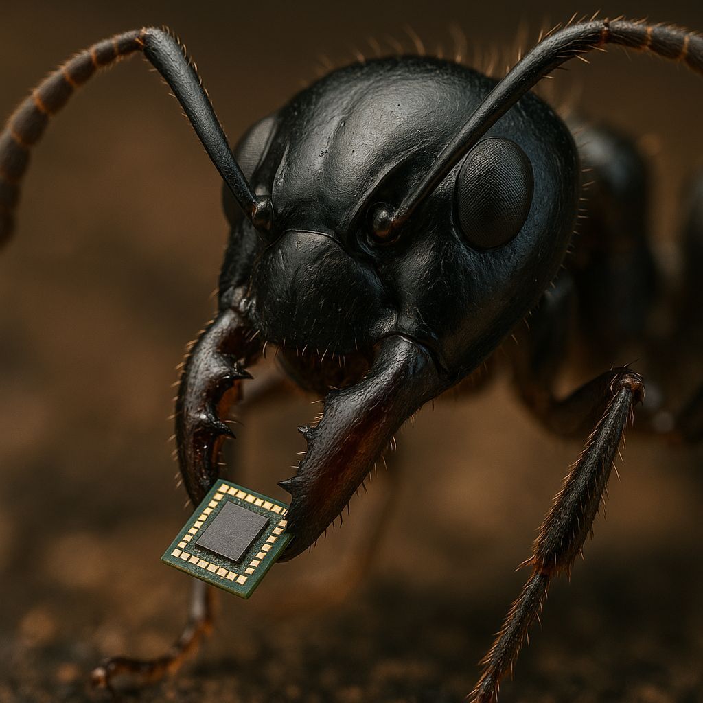 Macro Photo of Ant Holding Microchip in 8K