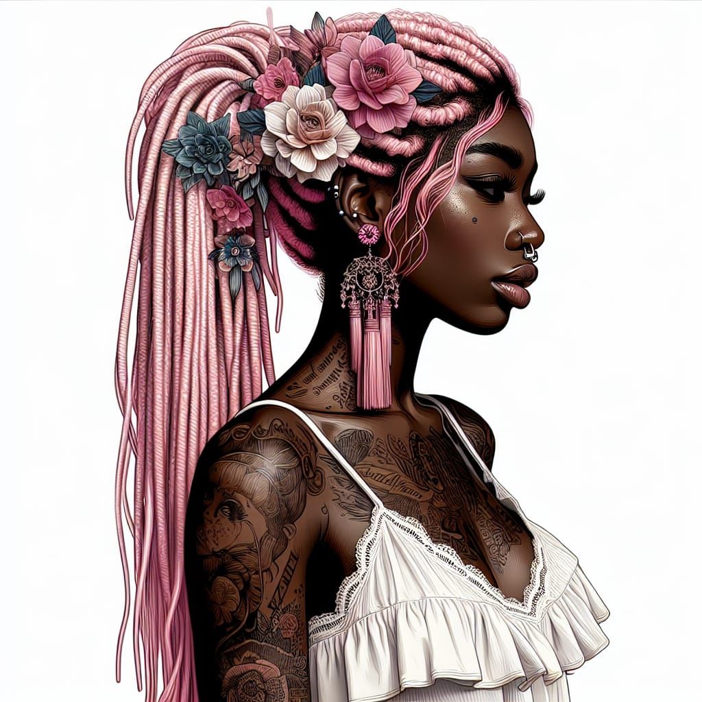 Color Pop Portrait: Black Woman with Pink Hair