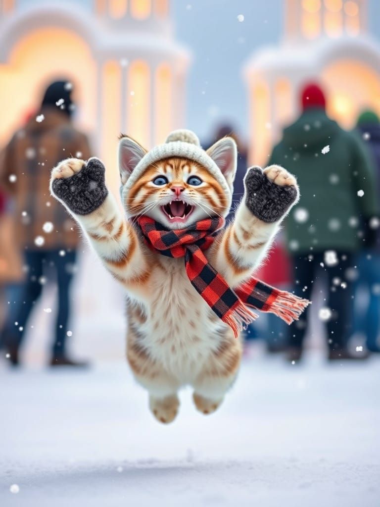 Kitten's Winter Wonderland Frolic in Joyful Quebec Carnival