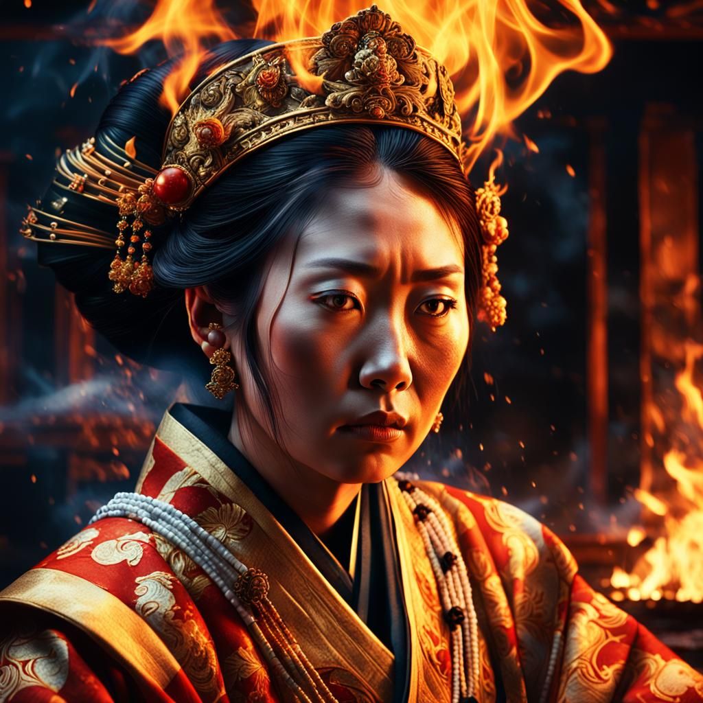 Empress Consumes Fire in Burning Building