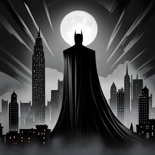 Dark Deco Batman Overlooking Gotham City
