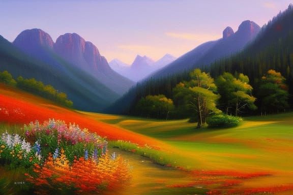 Alps Sunrise: Impressionistic Mountain Landscape Painting