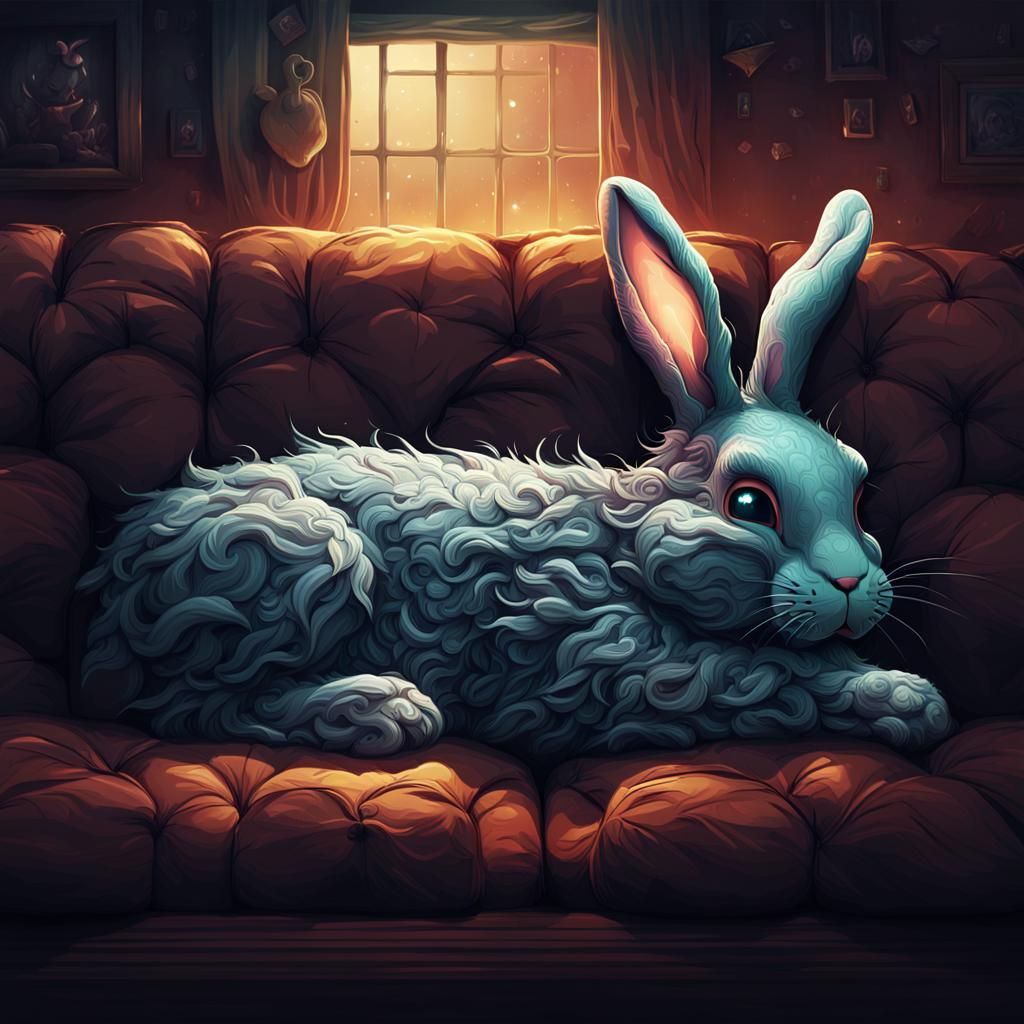 Sleeping Bunny Concept Art in Digital Illustration Style
