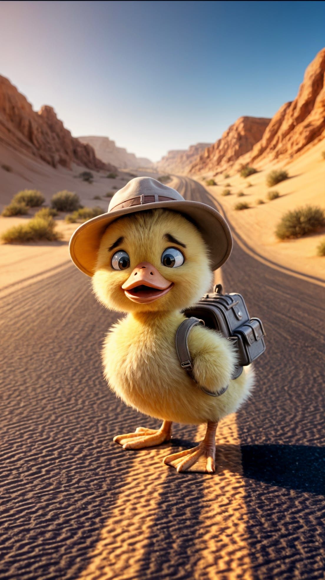 A Small Explorer Embarks on a Desert Adventure in Golden Lig...
