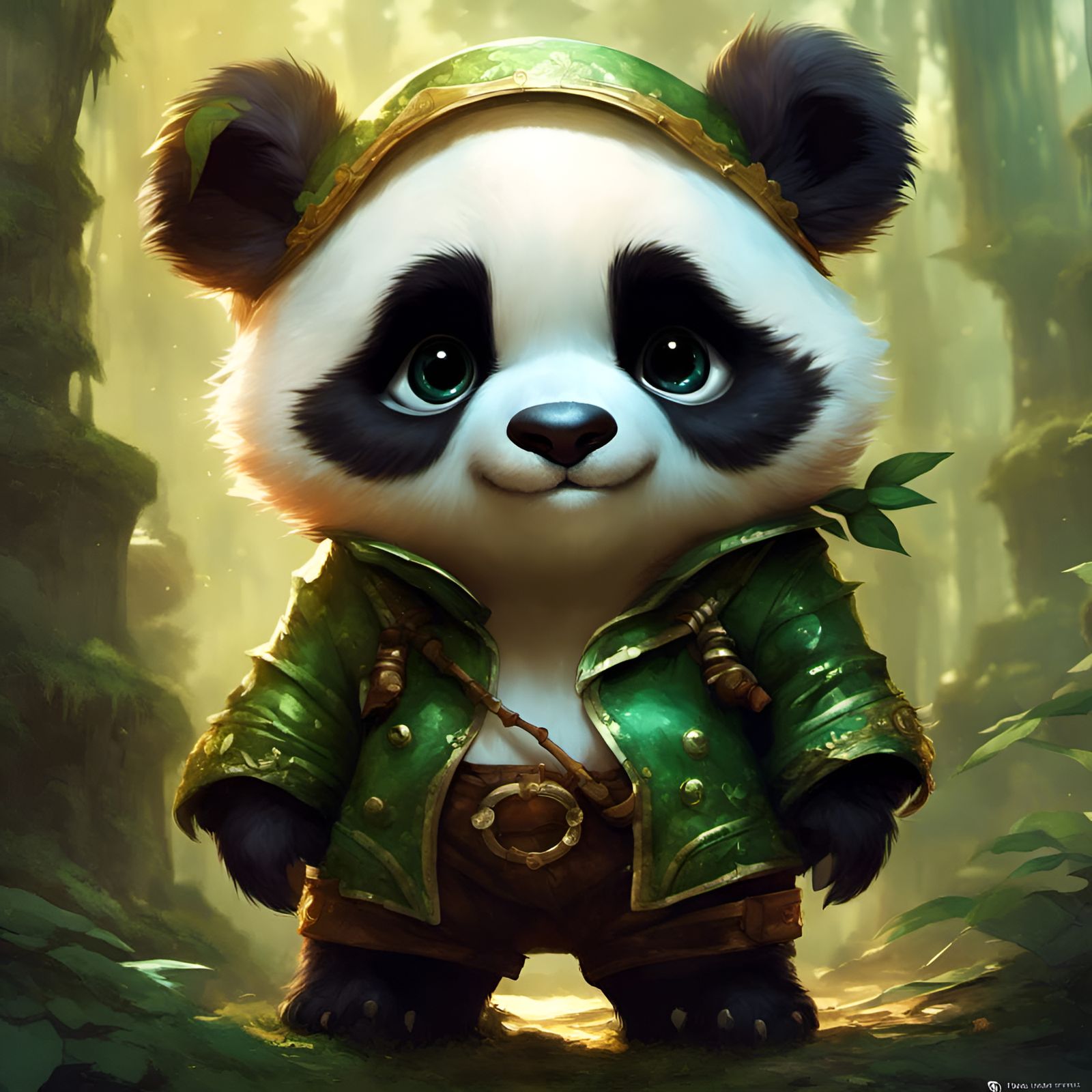 Chibi Panda as Peter Pan in Detailed 3D Render