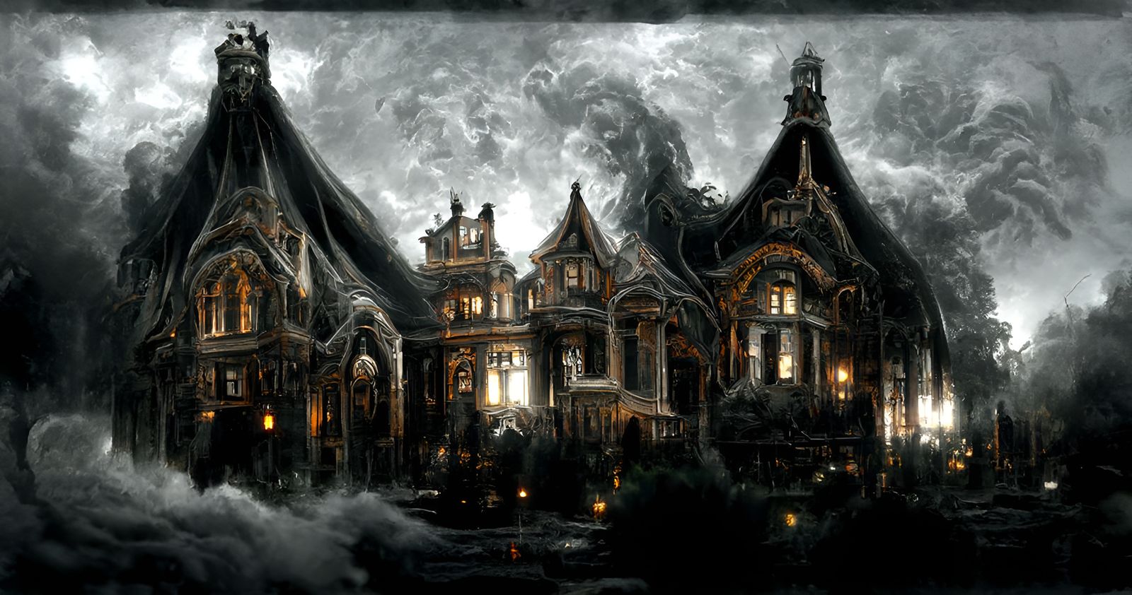Haunted Victorian House Attacked by Monster in Gothic Horror...