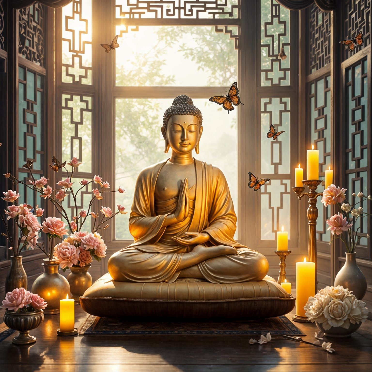 Buddha in Serene Meditation Oasis