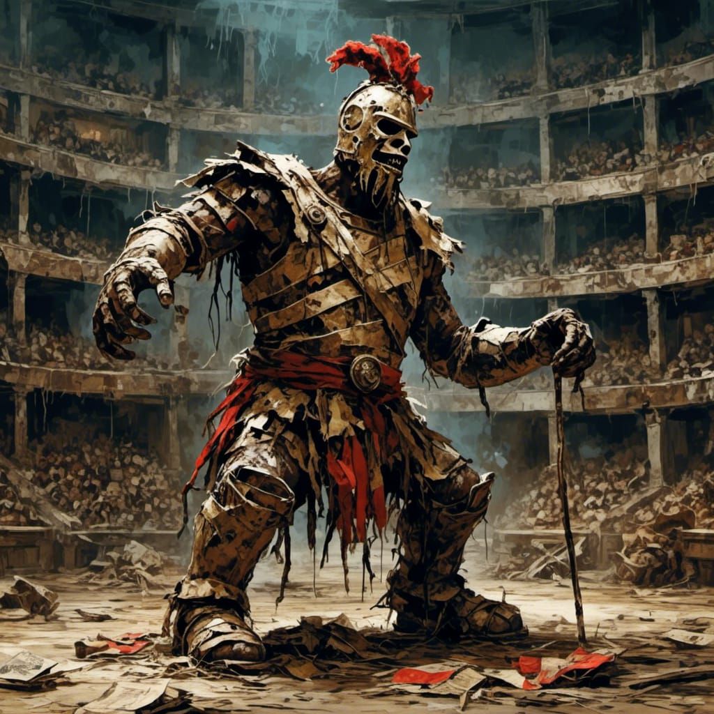 Gladiator in Coliseum, Unique Digital Art Style