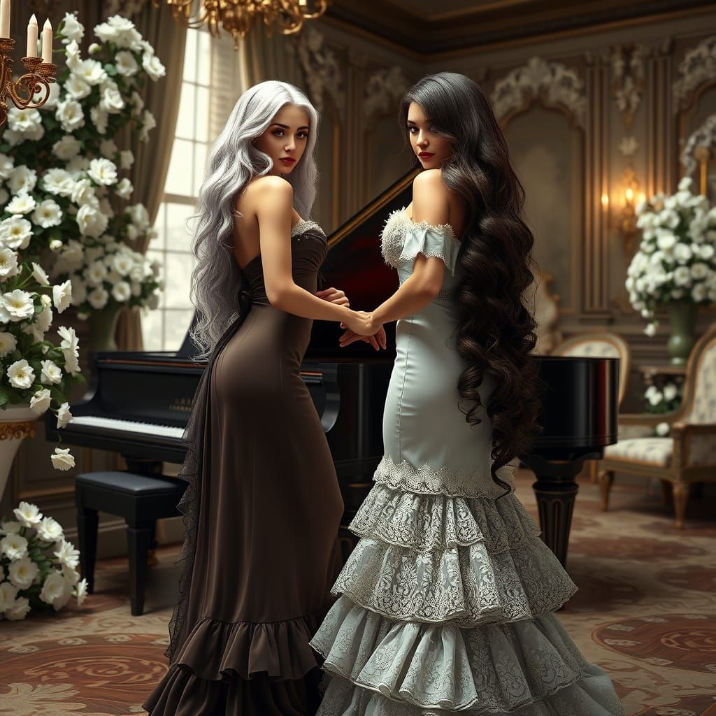 Victorian Women in Lavish Room, Fantasy Concept Art Style
