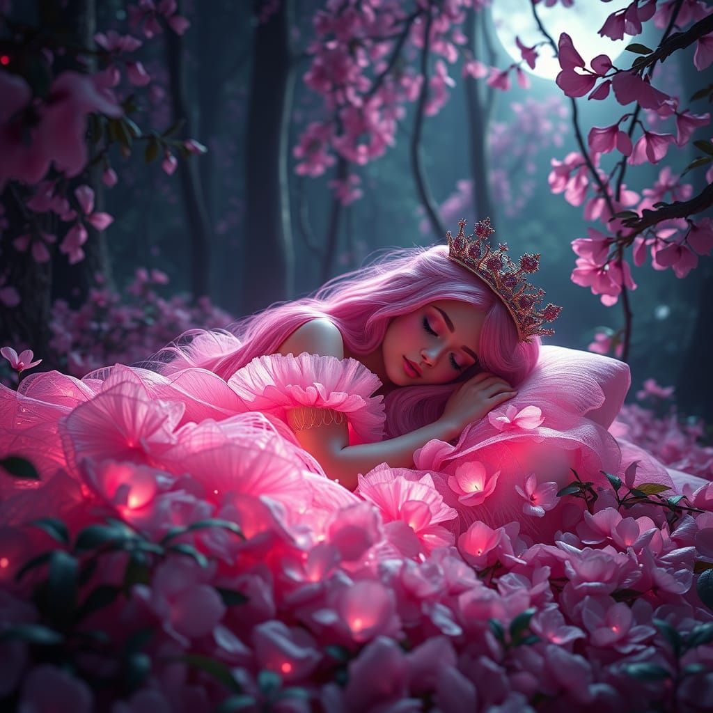 Dreamy Pink Princess in Enchanted Forest