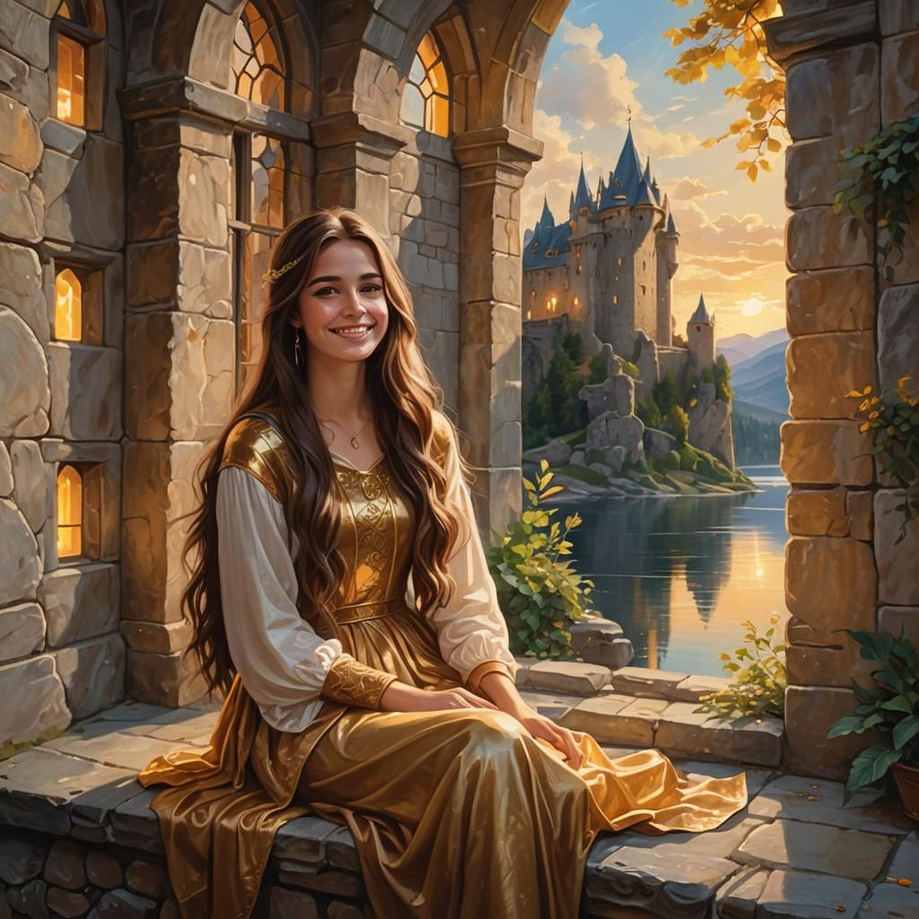 Girl in Castle Window: Fantasy Digital Painting