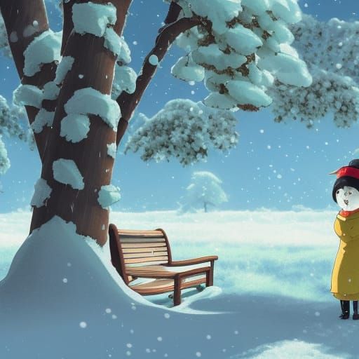 Mrs. Snowwoman in Ghibli-Inspired Winter Garden