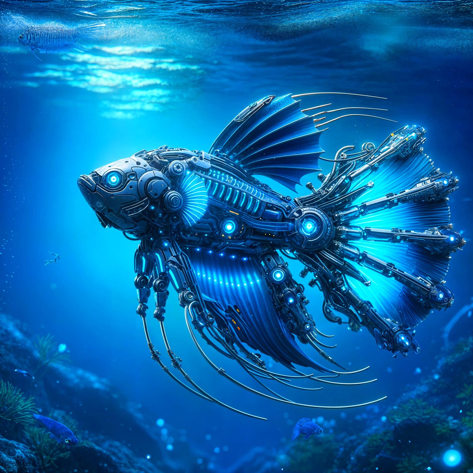 Blue Mecha Betta Fish