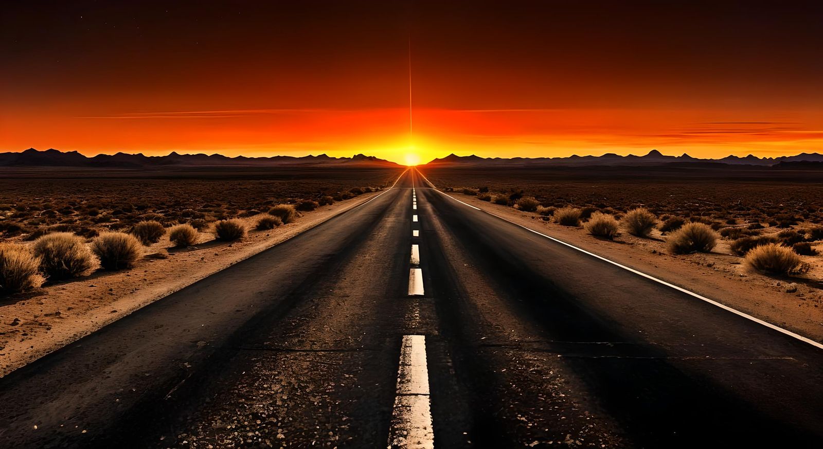 Desert Highway at Sunrise: A Digital Matte Painting