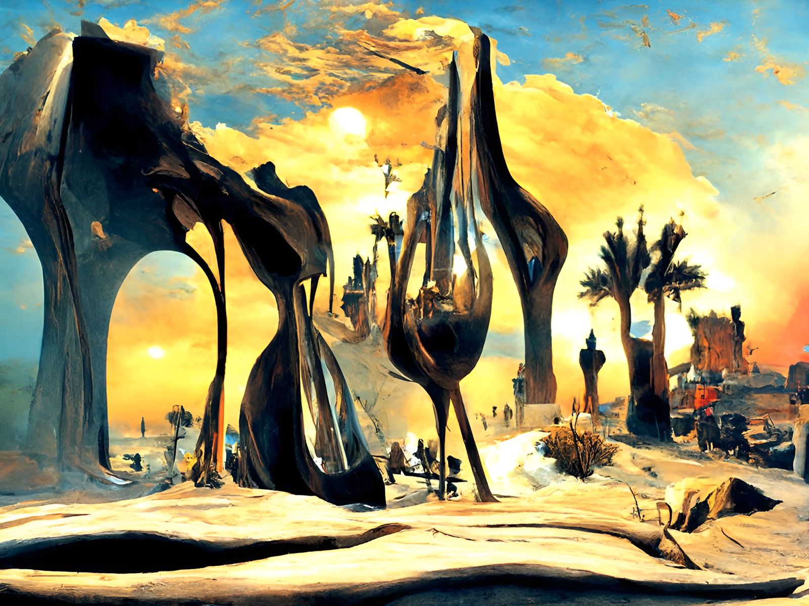 Surreal Desert Cityscape Inspired by Salvador Dali